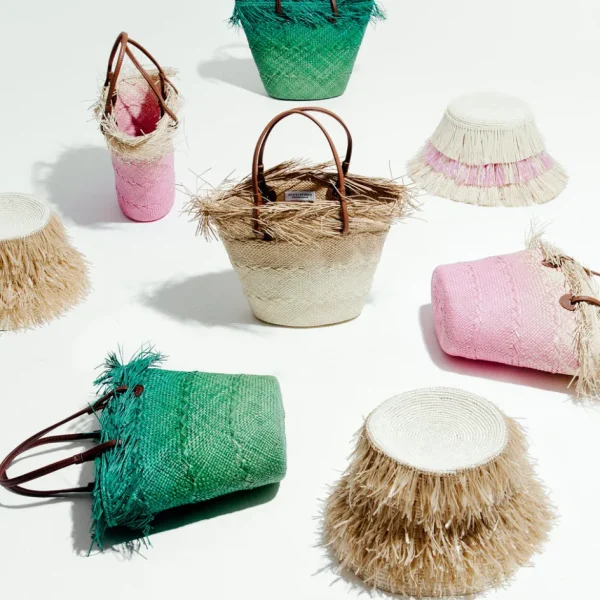 Handbags-Sensi Studio Baby Ombré Basket with Frayed border