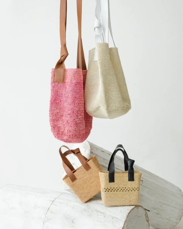 Handbags-Sensi Studio Canasta Calada With Leather Handle and Tied Detail