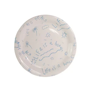 Home-Sensi Studio Ceramic Dinner Plate “Life is a Beach” (Set of 4)