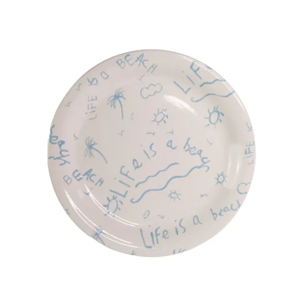 Home-Sensi Studio Ceramic Dinner Plate “Life is a Beach” (Set of 4)