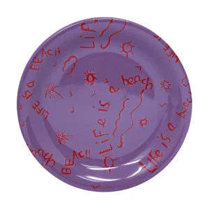 Home-Sensi Studio Ceramic Dinner Plate “Life is a Beach” (Set of 4)