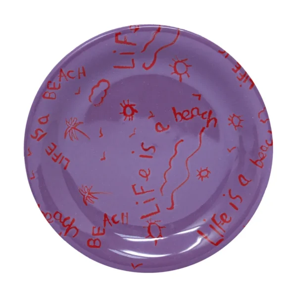 Home-Sensi Studio Ceramic Dinner Plate “Life is a Beach” (Set of 4)