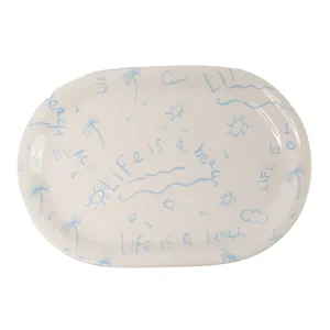 Home-Sensi Studio Ceramic Oval Platter “Life is a Beach” (Set of 2)