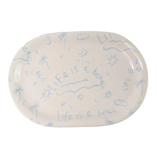 Home-Sensi Studio Ceramic Oval Platter “Life is a Beach” (Set of 2)