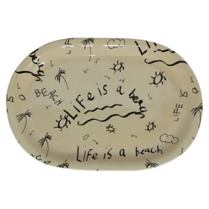 Home-Sensi Studio Ceramic Oval Platter “Life is a Beach” (Set of 2)