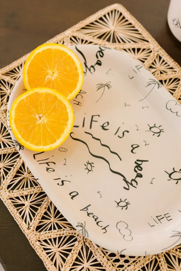 Home-Sensi Studio Ceramic Oval Platter “Life is a Beach” (Set of 2)