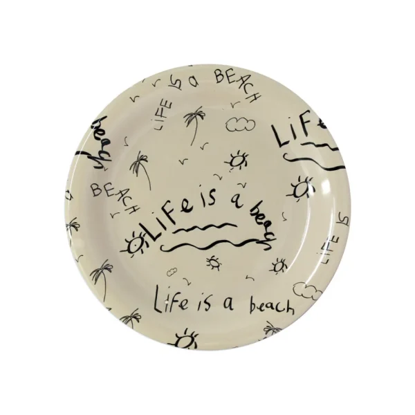Home-Sensi Studio Ceramic Quarter Plate/Dessert Dish “Life is a Beach” (Set of 4)