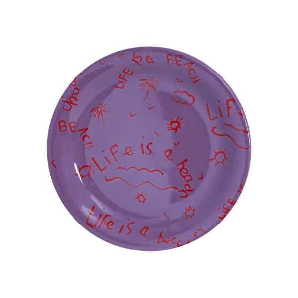 Home-Sensi Studio Ceramic Quarter Plate/Dessert Dish “Life is a Beach” (Set of 4)