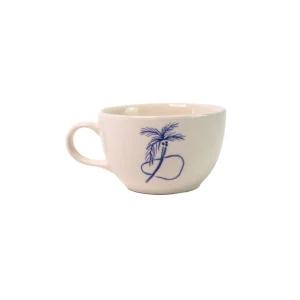 Home-Sensi Studio Ceramic Tea Cup & Tea Plate "Trazos Sicilia Black" (Set of 4)