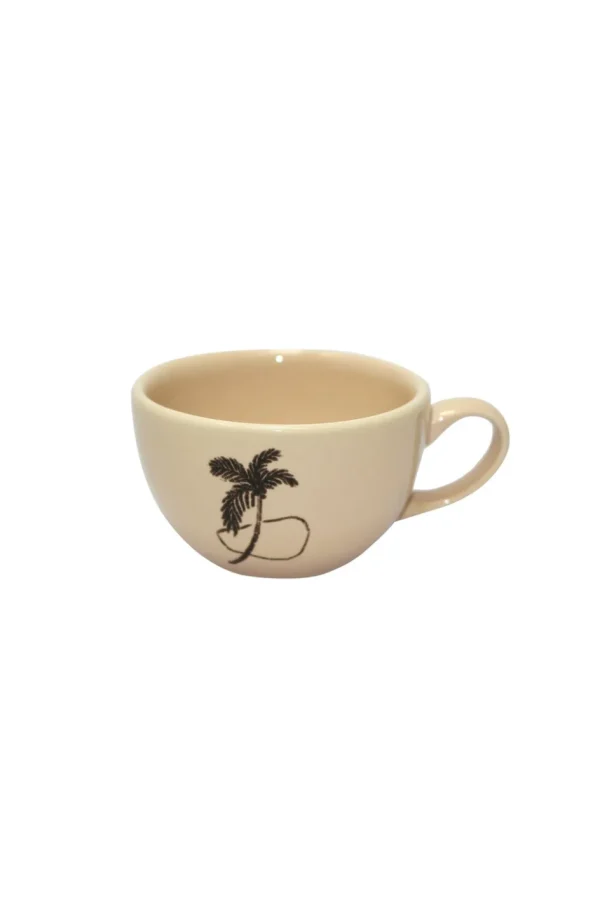 Home-Sensi Studio Ceramic Tea Cup & Tea Plate "Trazos Sicilia Black" (Set of 4)