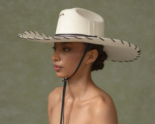Women's Panama Hats-Sensi Studio Embroidered Texan Long Brim Hat