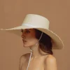 Women's Panama Hats-Sensi Studio Frayed Cordovan Extra Long Brim Hat