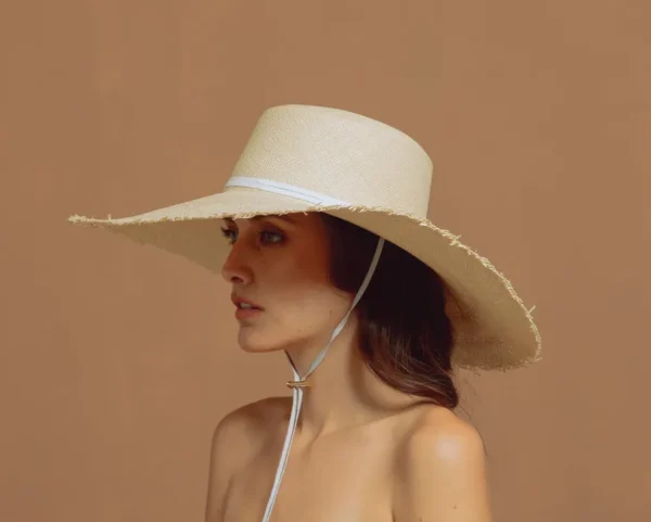 Women's Panama Hats-Sensi Studio Frayed Cordovan Extra Long Brim Hat