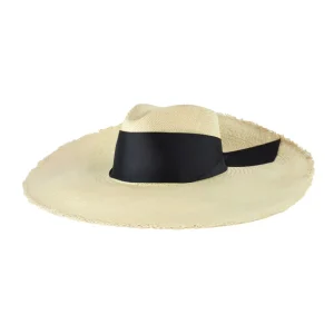 Women's Panama Hats-Sensi Studio Frayed Extra Long Brim Aguacate Hat With Maxi Ribbon