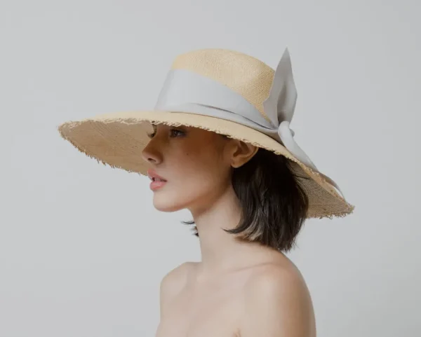 Women's Panama Hats-Sensi Studio Frayed Extra Long Brim Aguacate Hat With Maxi Ribbon