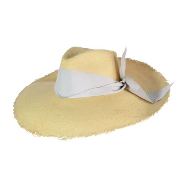 Women's Panama Hats-Sensi Studio Frayed Extra Long Brim Aguacate Hat With Maxi Ribbon