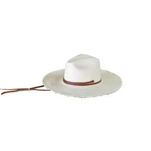 Women's Panama Hats-Sensi Studio Frayed Fedora Long Brim With Adjustable Leather Band