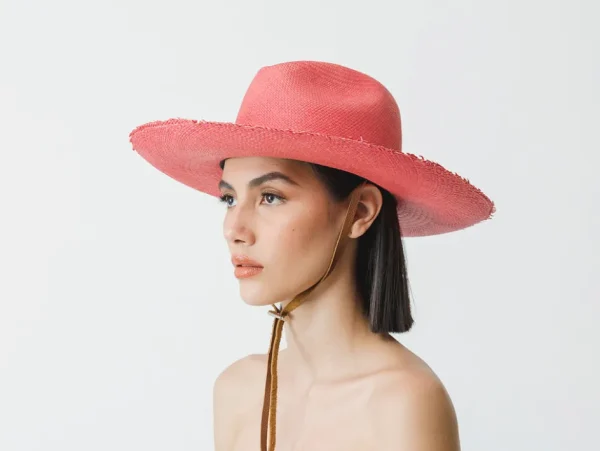 Women's Panama Hats-Sensi Studio Frayed Fedora Long Brim With Adjustable Leather Band