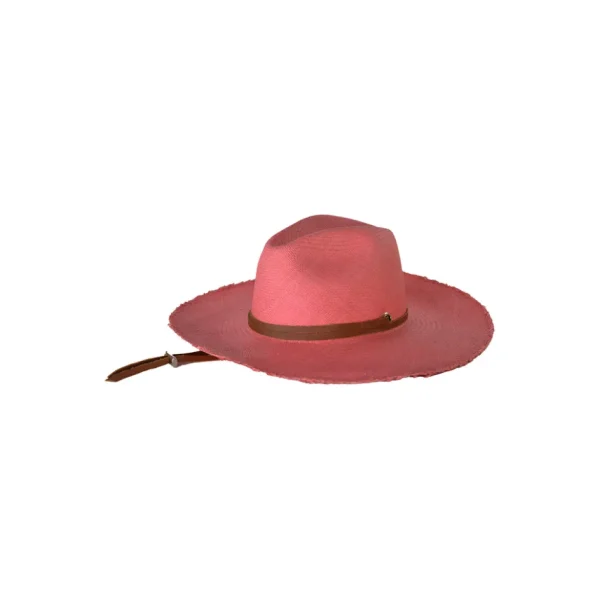 Women's Panama Hats-Sensi Studio Frayed Fedora Long Brim With Adjustable Leather Band
