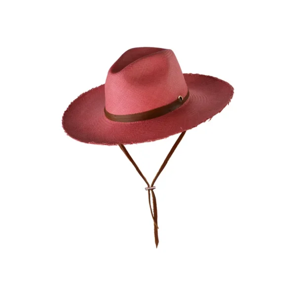 Women's Panama Hats-Sensi Studio Frayed Fedora Long Brim With Adjustable Leather Band