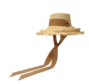 Women's Panama Hats-Sensi Studio Frayed Lamp Shaped Hat