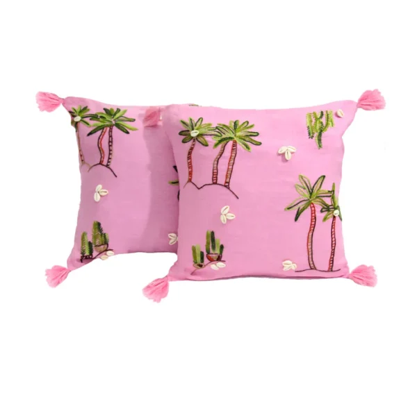 Home-Sensi Studio Hand Embroidered Linen Cushion Lining (Set of 2 Units)