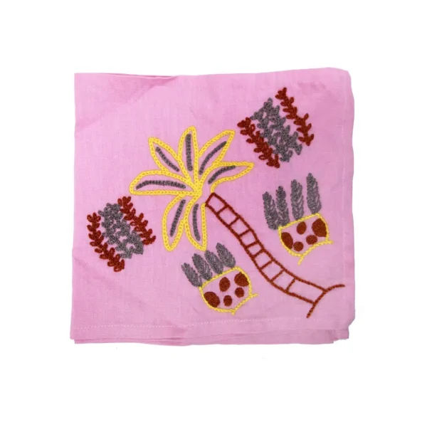Home-Sensi Studio Hand Embroidered Linen Napkin (Set of 4)