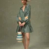 Rtw-Sensi Studio Hand Embroidered Long Sleeve Pussybow Tie Mini Dress