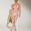 Rtw-Sensi Studio Hand Woven Macrame Wrap Pareo with Wooden Beads