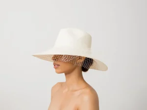 Women's Panama Hats-Sensi Studio Long Brim Aguacate Hat with Tulle