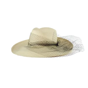 Women's Panama Hats-Sensi Studio Long Brim Aguacate Hat with Tulle