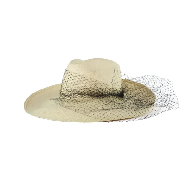 Women's Panama Hats-Sensi Studio Long Brim Aguacate Hat with Tulle