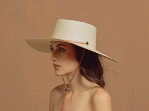 Women's Panama Hats-Sensi Studio Long Brim Cordovan Hat With Leather Band