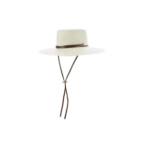 Women's Panama Hats-Sensi Studio Long Brim Cordovan hat with Leather band