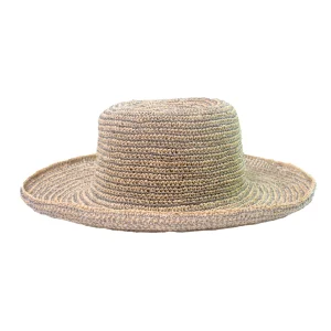 Women's Panama Hats-Sensi Studio Moldeable Crochet Hat With Wire Brim And Mettallic Thread