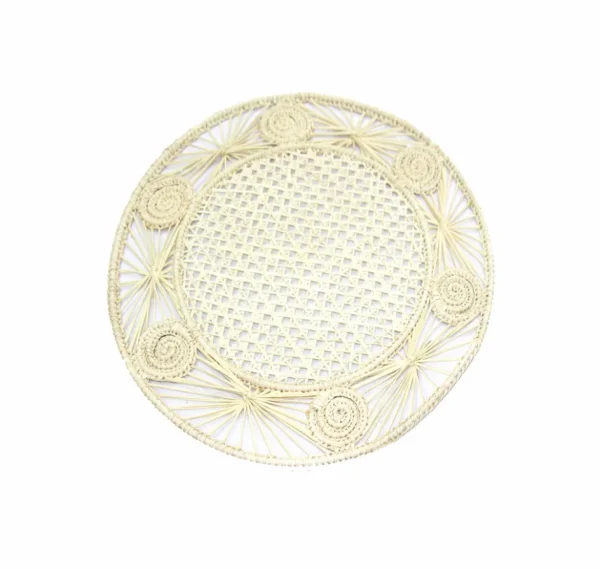 Home-Sensi Studio Open weave round Placemat with coaster (Set of 2 Units)