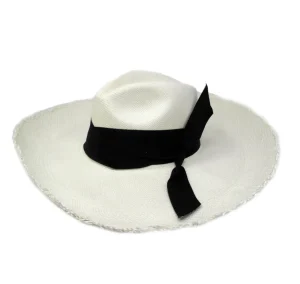 Women's Panama Hats-Sensi Studio Panama Hat Frayed Long Brim With Triple Twist Band