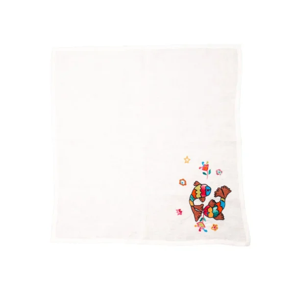 Home-Sensi Studio Pez Hand Embroidered Linen Napkin (Set of 4)